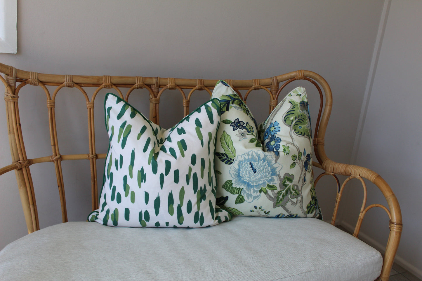 Robert Allen Green dotted cushion covers